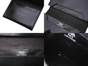 HERMES エルメス べアンミニ カードケース 名刺入れ ボックスカーフ ブラック シルバー金具 ◻︎G刻印 良品 中古 4b006204