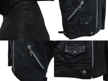 Load image into Gallery viewer, CHROME HEARTS クロムハーツ デストロイ レザーフーデッドジャケット ダガージップ クロスボタン ブラック サイズL 美品 中古 4c076688