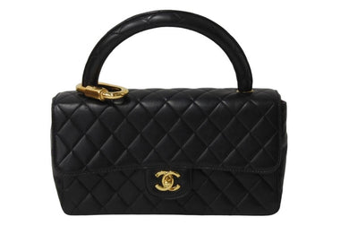 CHANEL シャネル マトラッセ 親子バッグ ハンドバッグ 大 ヴィンテージ 3番台 ラムスキン ブラック ゴールド金具 美品 中古 54812
