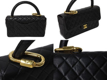 Load image into Gallery viewer, CHANEL シャネル マトラッセ 親子バッグ ハンドバッグ 大 ヴィンテージ 3番台 ラムスキン ブラック ゴールド金具 美品 中古 54812