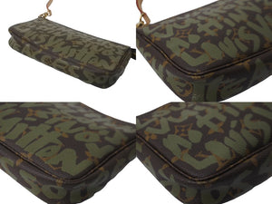 新品同様 LOUIS VUITTON ルイヴィトン アクセポ ポシェット アクセソワール M92191 モノグラムグラフィティ スト付き グリーン 中古 63798