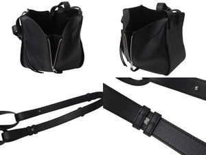 極美品 LOEWE ロエベ ハンモックバッグ スモール ショルダーバッグ エンボス加工 2way レザー ブラック シルバー金具 中古 4b003003