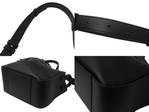極美品 LOEWE ロエベ ハンモックバッグ スモール ショルダーバッグ エンボス加工 2way レザー ブラック シルバー金具 中古 4b003003