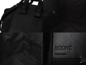 極美品 LOEWE ロエベ ハンモックバッグ スモール ショルダーバッグ エンボス加工 2way レザー ブラック シルバー金具 中古 4b003003