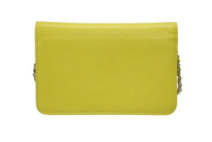 CHANEL シャネル チェーンショルダーウォレット 長財布 A48654 18番台 ココマーク キャビアスキン イエロー 美品 中古 4b006536