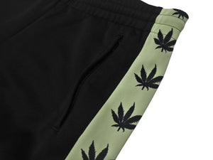 lucien pellat finet ルシアンペラフィネ スラックス ジャージ 大麻柄 ARJ04F ポリエステル ブラック グリーン サイズXS 美品 中古 4b006338