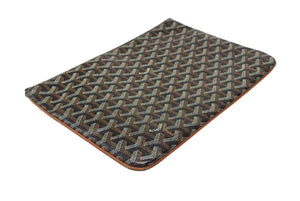 極美品 GOYARD ゴヤール セナMM クラッチバッグ ヘリンボーン柄 ブラック ブラウン PVC レザー 中古 4b007912
