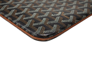 極美品 GOYARD ゴヤール セナMM クラッチバッグ ヘリンボーン柄 ブラック ブラウン PVC レザー 中古 4b007912