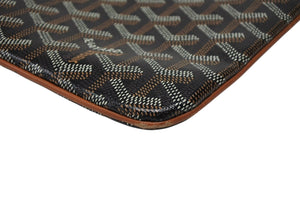 極美品 GOYARD ゴヤール セナMM クラッチバッグ ヘリンボーン柄 ブラック ブラウン PVC レザー 中古 4b007912