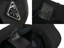 Load image into Gallery viewer, PRADA プラダ キャップ 帽子 トライアングルロゴ RN9833 CA34767 イタリア製 ナイロン ブラック シルバー サイズM 美品 中古 4c071011