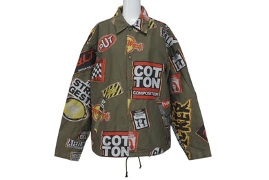DOUBLET ダブレット STICKERS JAQUARD COAH JACKET ステッカー コーチジャケット サイズ S カーキ 美品 中古 4c071560