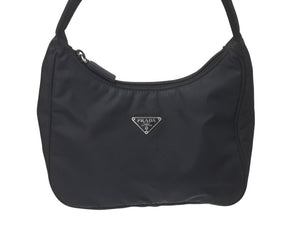 PRADA プラダ ホーボー ハンドバッグ ワンショルダーバッグ MV515 トライアングルロゴ ナイロン ブラック 美品 中古 4c072843 