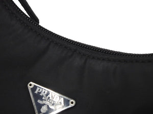 PRADA プラダ ホーボー ハンドバッグ ワンショルダーバッグ MV515 トライアングルロゴ ナイロン ブラック 美品 中古 4c072843 
