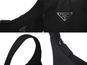PRADA プラダ ホーボー ハンドバッグ ワンショルダーバッグ MV515 トライアングルロゴ ナイロン ブラック 美品 中古 4c072843 