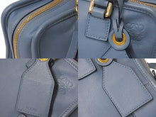 Load image into Gallery viewer, LOEWE ロエベ アマソナ23 2WAY ハンドバッグ ブルー レザー ショルダーバッグ ロゴ 352 30 N71 ゴールド金具 美品 中古 4c073045