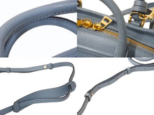 Load image into Gallery viewer, LOEWE ロエベ アマソナ23 2WAY ハンドバッグ ブルー レザー ショルダーバッグ ロゴ 352 30 N71 ゴールド金具 美品 中古 4c073045