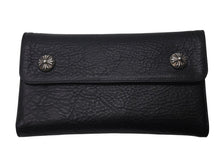Load image into Gallery viewer, 新品未使用 CHROME HEARTS クロムハーツ 長財布 ダガージップ 新作 クロスボール レザー ブラック シルバー925 中古 4c073105
