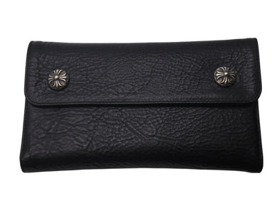 新品未使用 CHROME HEARTS クロムハーツ 長財布 ダガージップ 新作 クロスボール レザー ブラック シルバー925 中古 4c073105