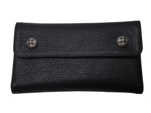 新品未使用 CHROME HEARTS クロムハーツ 長財布 ダガージップ 新作 クロスボール レザー ブラック シルバー925 中古 4c073105