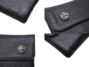 新品未使用 CHROME HEARTS クロムハーツ 長財布 ダガージップ 新作 クロスボール レザー ブラック シルバー925 中古 4c073105