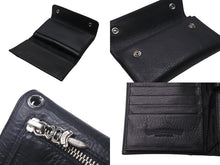 Load image into Gallery viewer, 新品未使用 CHROME HEARTS クロムハーツ 長財布 ダガージップ 新作 クロスボール レザー ブラック シルバー925 中古 4c073105