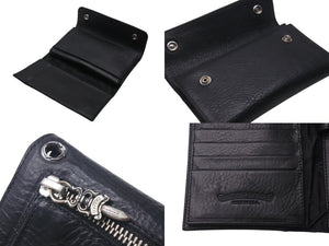 新品未使用 CHROME HEARTS クロムハーツ 長財布 ダガージップ 新作 クロスボール レザー ブラック シルバー925 中古 4c073105