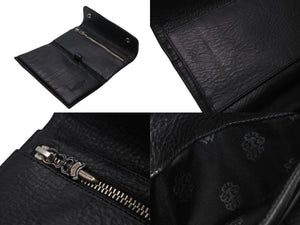 新品未使用 CHROME HEARTS クロムハーツ 長財布 ダガージップ 新作 クロスボール レザー ブラック シルバー925 中古 4c073105