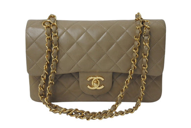 CHANEL シャネル マトラッセWフラップチェーンショルダーバッグ 3番台 ラムスキン 23cm ベージュ ゴールド金具 美品 中古 4c073631