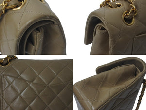 CHANEL シャネル マトラッセWフラップチェーンショルダーバッグ 3番台 ラムスキン 23cm ベージュ ゴールド金具 美品 中古 4c073631