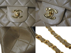 CHANEL シャネル マトラッセWフラップチェーンショルダーバッグ 3番台 ラムスキン 23cm ベージュ ゴールド金具 美品 中古 4c073631