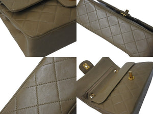 CHANEL シャネル マトラッセWフラップチェーンショルダーバッグ 3番台 ラムスキン 23cm ベージュ ゴールド金具 美品 中古 4c073631