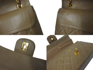 CHANEL シャネル マトラッセWフラップチェーンショルダーバッグ 3番台 ラムスキン 23cm ベージュ ゴールド金具 美品 中古 4c073631