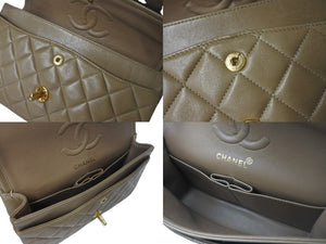 CHANEL シャネル マトラッセWフラップチェーンショルダーバッグ 3番台 ラムスキン 23cm ベージュ ゴールド金具 美品 中古 4c073631
