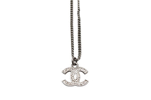 CHANEL シャネル ネックレス ココマーク シルバー メタル ラインストーン C12V刻印 重量6.7g 全長42.5cm 美品 中古 4c075348