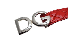 Load image into Gallery viewer, 極美品 DOLCE&amp;GABBANA ドルチェアンドガッバーナ キルティングベルト D&amp;G ロゴバックル レッド レザー シルバー金具 中古 4c075465