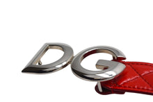 Load image into Gallery viewer, 極美品 DOLCE&amp;GABBANA ドルチェアンドガッバーナ キルティングベルト D&amp;G ロゴバックル レッド レザー シルバー金具 中古 4c075465