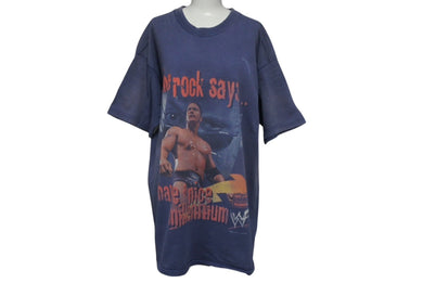 the Rock Says ザロック ヴィンテージT WWF 90s ドウェインジョンソン 半袖Tシャツ コットン ブルー レッド XL 美品 中古 4c075609 