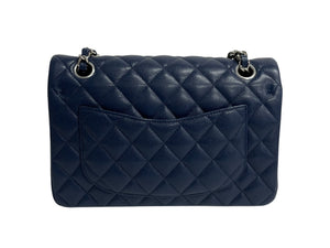 極美品 CHANEL シャネル チェーンショルダーバッグ マトラッセ23 キャビアスキン ネイビー シルバー金具 24番台 中古 4c075674
