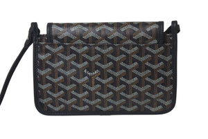 極美品 GOYARD ゴヤール プリュメ ショルダーバッグ レザー PVC ブラックシルバー金具中古 4c075713