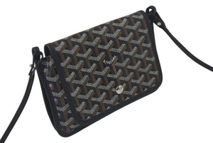 極美品 GOYARD ゴヤール プリュメ ショルダーバッグ レザー PVC ブラックシルバー金具中古 4c075713