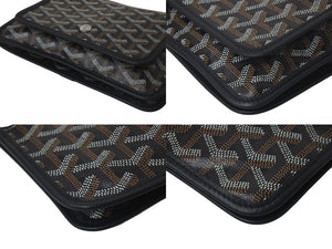 極美品 GOYARD ゴヤール プリュメ ショルダーバッグ レザー PVC ブラックシルバー金具中古 4c075713