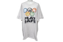 Load image into Gallery viewer, VINTAGE ヴィンテージ PLAY SAFE プレイセーフ コンドーム 半袖Tシャツ コットン ホワイト マルチカラー サイズXL 美品 中古 4c075762