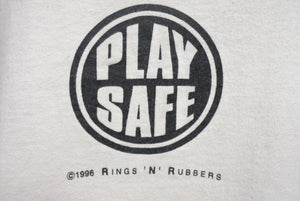 VINTAGE ヴィンテージ PLAY SAFE プレイセーフ コンドーム 半袖Tシャツ コットン ホワイト マルチカラー サイズXL 美品 中古 4c075762