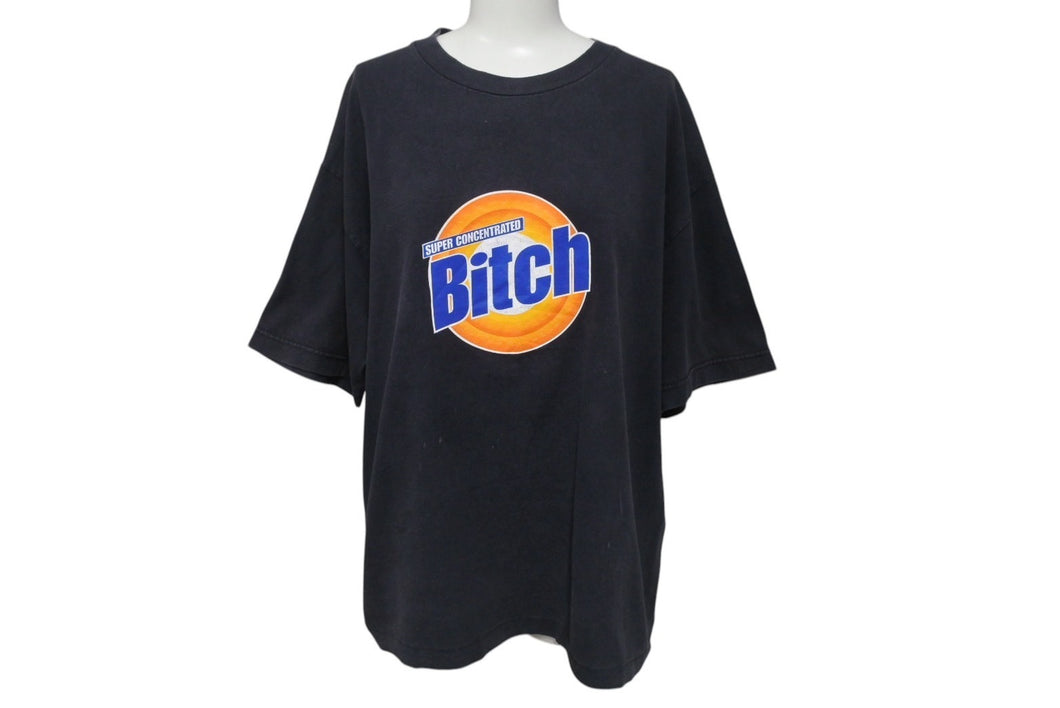 VINTAGE ヴィンテージ Bitch ビッチ 半袖Tシャツ TIDEパロディ ブラック オレンジ ブルー サイズL 良品 中古 4c075764 