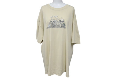 VINTAGE ヴィンテージ DOMANI ドマーニ 宇宙人 エイリアン マリファナ 半袖Tシャツ 古着 ライトベージュ サイズXL 美品 中古 4c075825