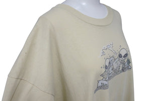 VINTAGE ヴィンテージ DOMANI ドマーニ 宇宙人 エイリアン マリファナ 半袖Tシャツ 古着 ライトベージュ サイズXL 美品 中古 4c075825