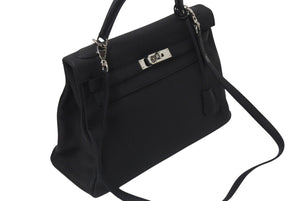 新品同様 HERMES エルメス ケリー32 内縫い ブラック R刻印 トゴ シルバー金具 ハンドバッグ 2WAY 中古 4c075850