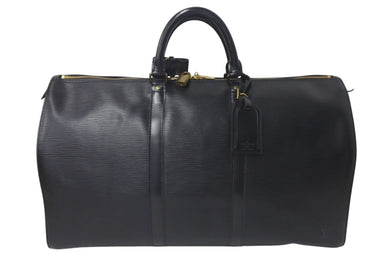 LOUIS VUITTON ルイヴィトン ボストンバッグ キーポル50 M42962 ブラック エピレザー ゴールド金具 美品 中古 4c075877