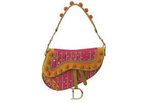 CHRISTIAN DIOR クリスチャンディオール ガリアーノ期 サドルバッグ ショルダーバッグ Limited Edition 0571 ベルベット ビーズ 美品 中古 4c075937