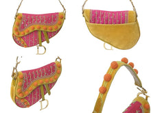 Load image into Gallery viewer, CHRISTIAN DIOR クリスチャンディオール ガリアーノ期 サドルバッグ ショルダーバッグ Limited Edition 0571 ベルベット ビーズ 美品 中古 4c075937